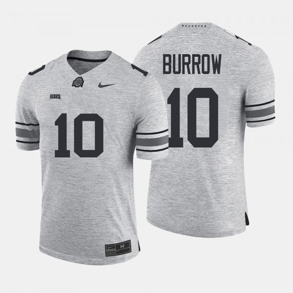 Ohio State Buckeyes Joe Burrow Men's #10 Gridiron Limited Gray Limited College Football Jersey 2404ILLG3